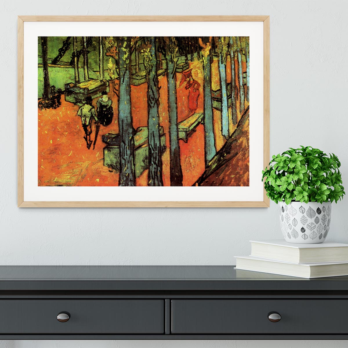 Les Alyscamps Falling Autumn Leaves by Van Gogh Framed Print - Canvas Art Rocks - 3