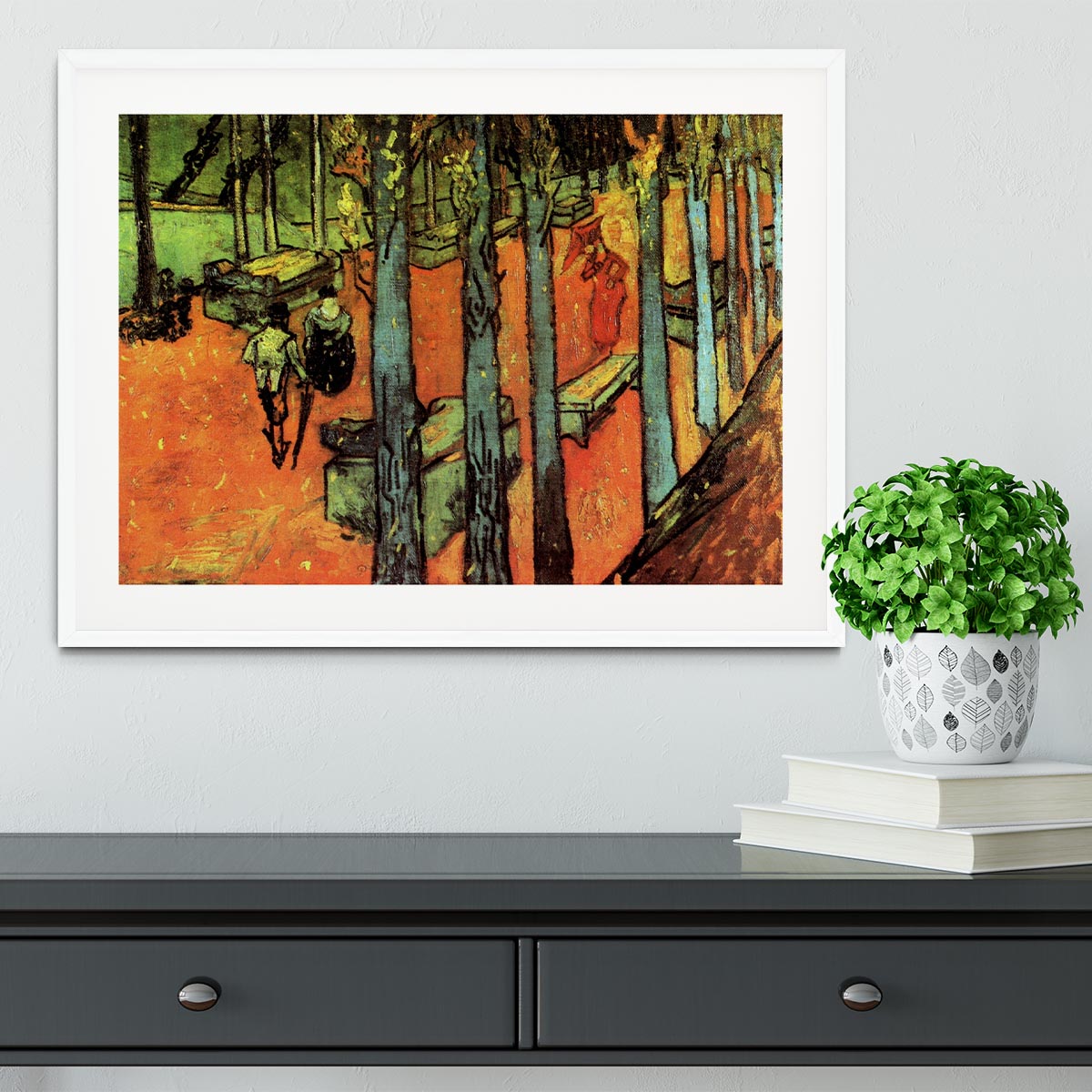 Les Alyscamps Falling Autumn Leaves by Van Gogh Framed Print - Canvas Art Rocks - 5