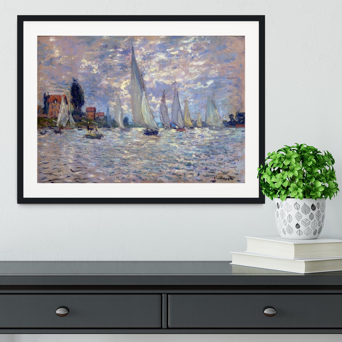 Les Barques by Monet Framed Print - Canvas Art Rocks - 1