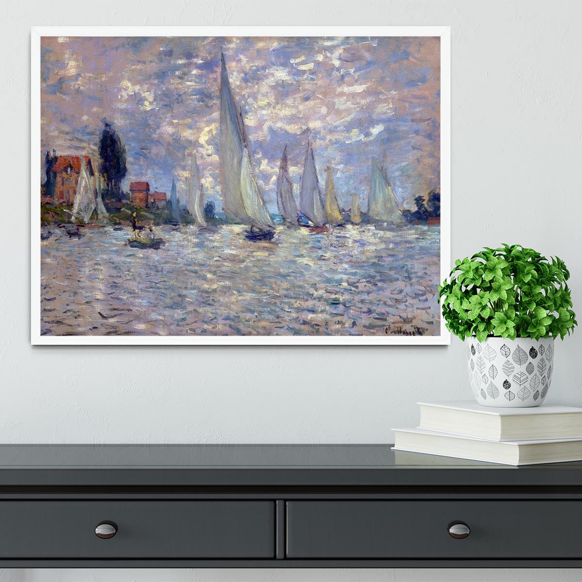 Les Barques by Monet Framed Print - Canvas Art Rocks -6