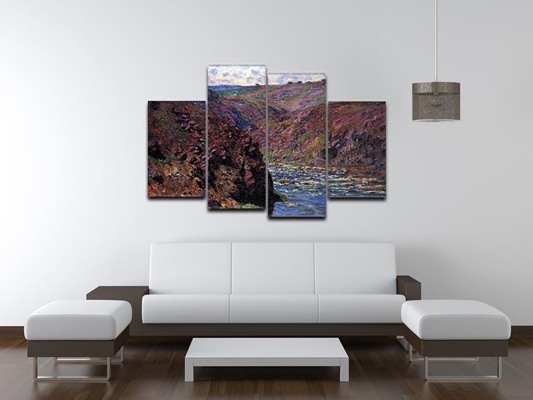 Les Eaux Semblantes in the sunlight by Monet 4 Split Panel Canvas - Canvas Art Rocks - 3
