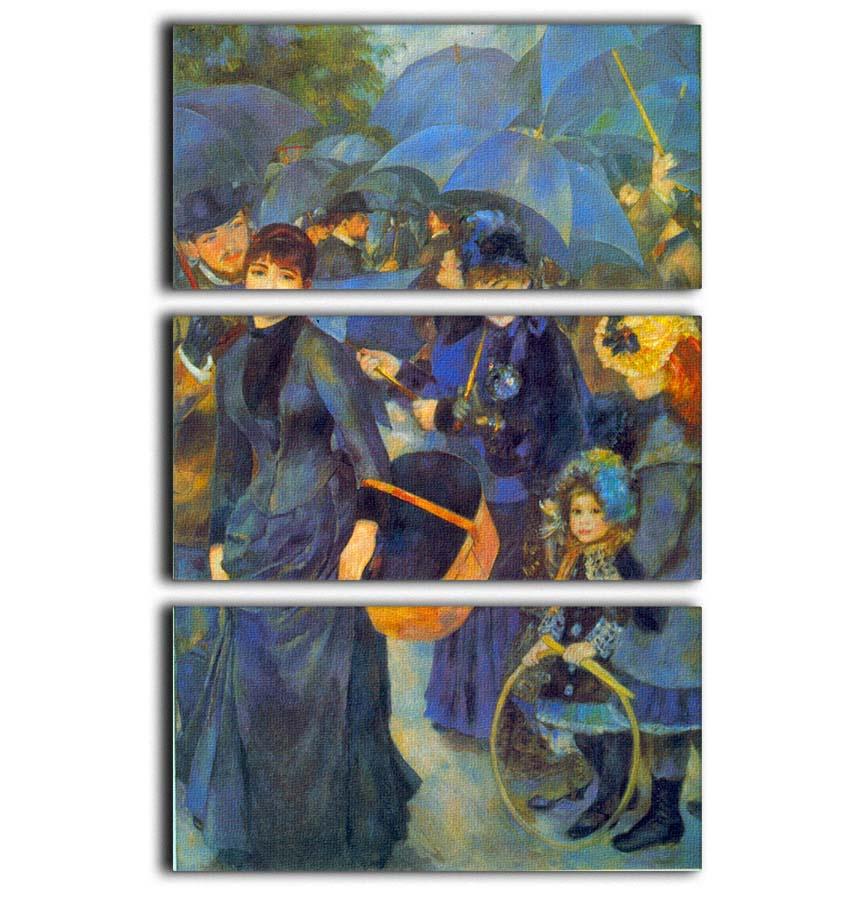 Les Para Pluies by Renoir 3 Split Panel Canvas Print - Canvas Art Rocks - 1