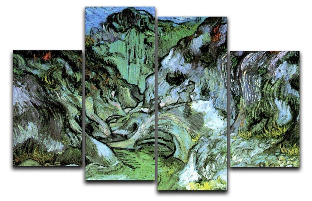 Les Peiroulets Ravine 2 by Van Gogh 4 Split Panel Canvas  - Canvas Art Rocks - 1