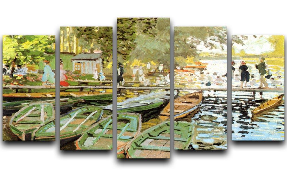 Les bain de la Grenouillere by Monet 5 Split Panel Canvas  - Canvas Art Rocks - 1