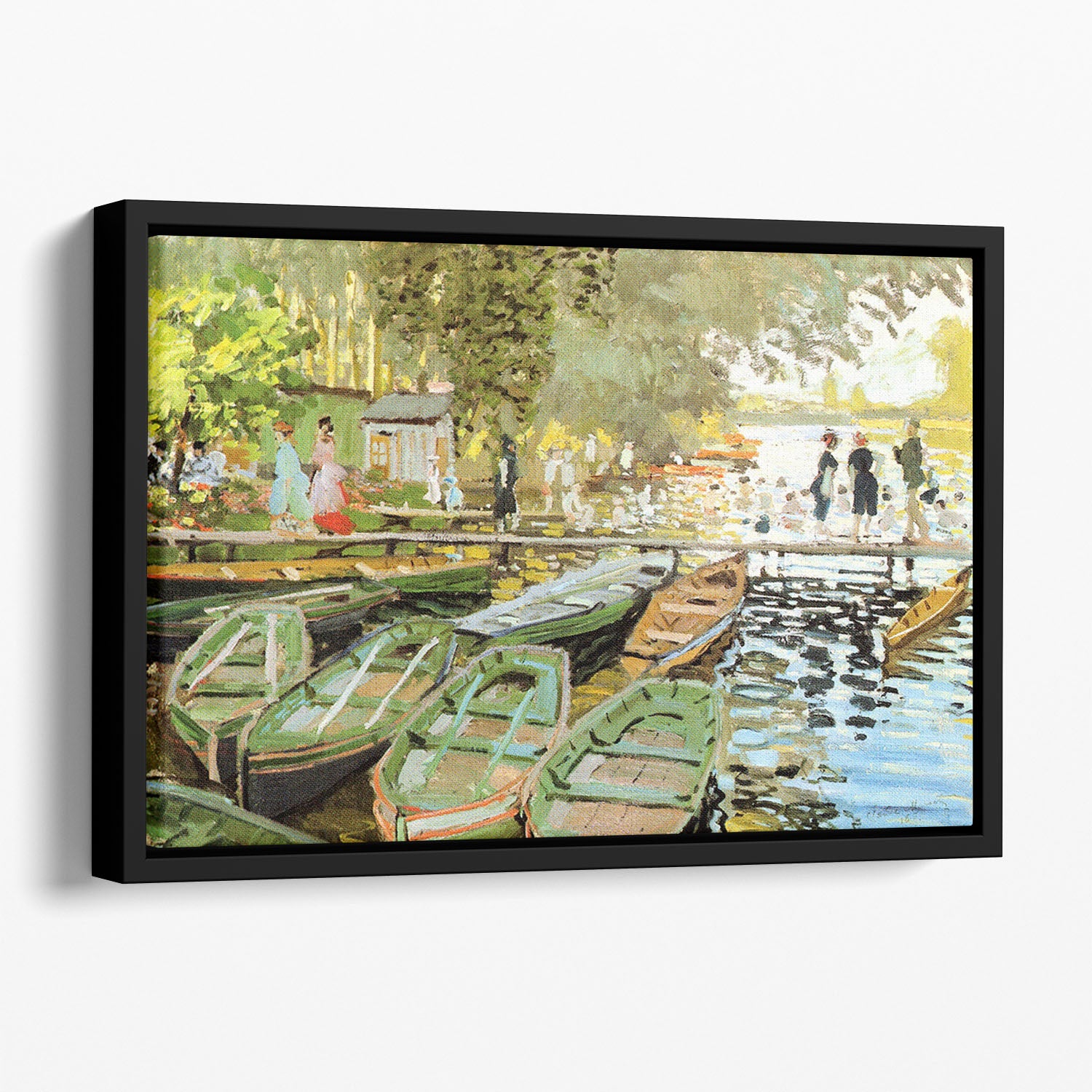 Les bain de la Grenouillere by Monet Floating Framed Canvas