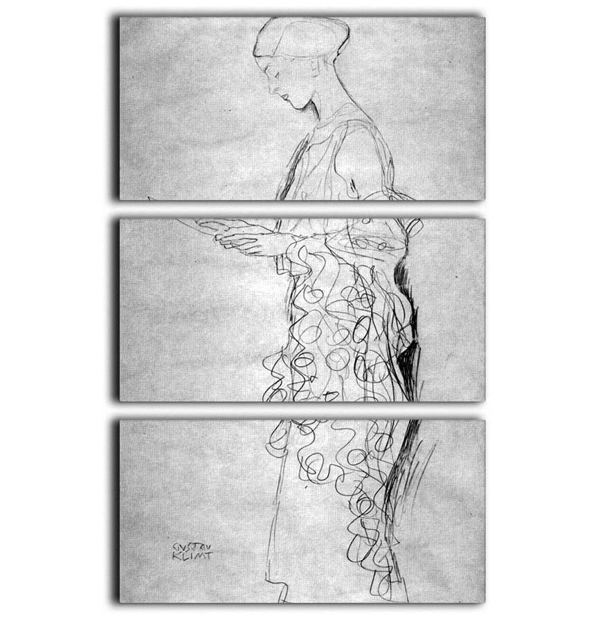 Lesendes girl in profile by Klimt 3 Split Panel Canvas Print - Canvas Art Rocks - 1