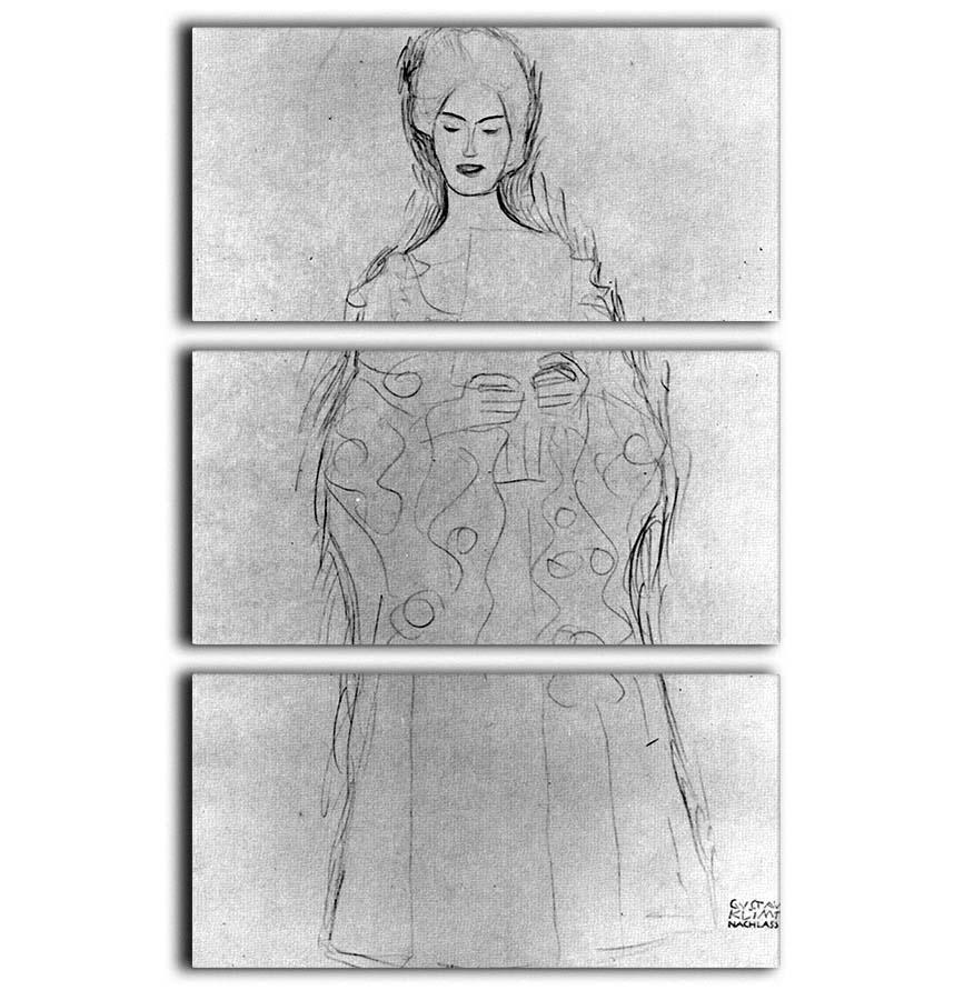 Lesendes girls II by Klimt 3 Split Panel Canvas Print - Canvas Art Rocks - 1