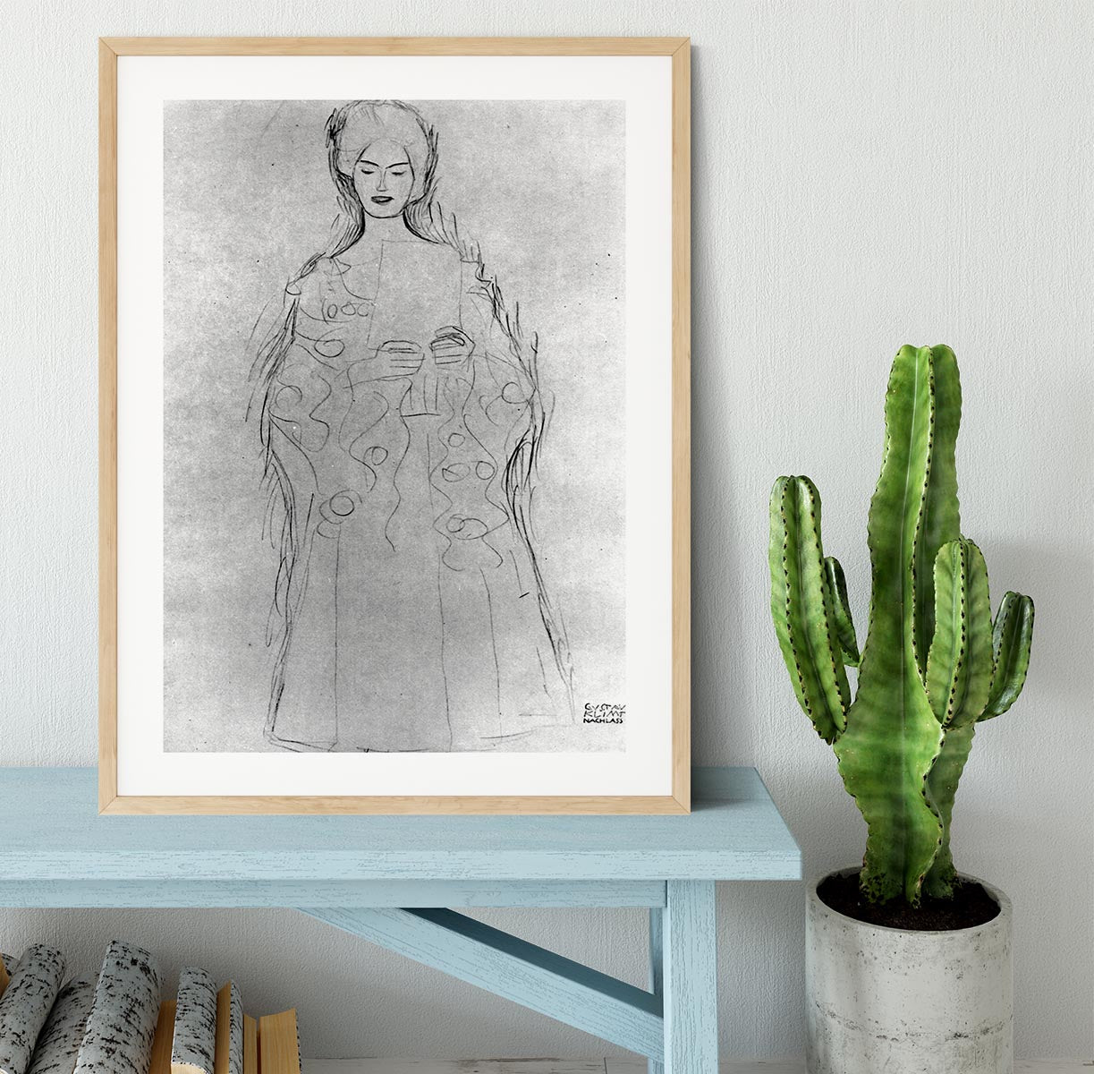 Lesendes girls II by Klimt Framed Print - Canvas Art Rocks - 3
