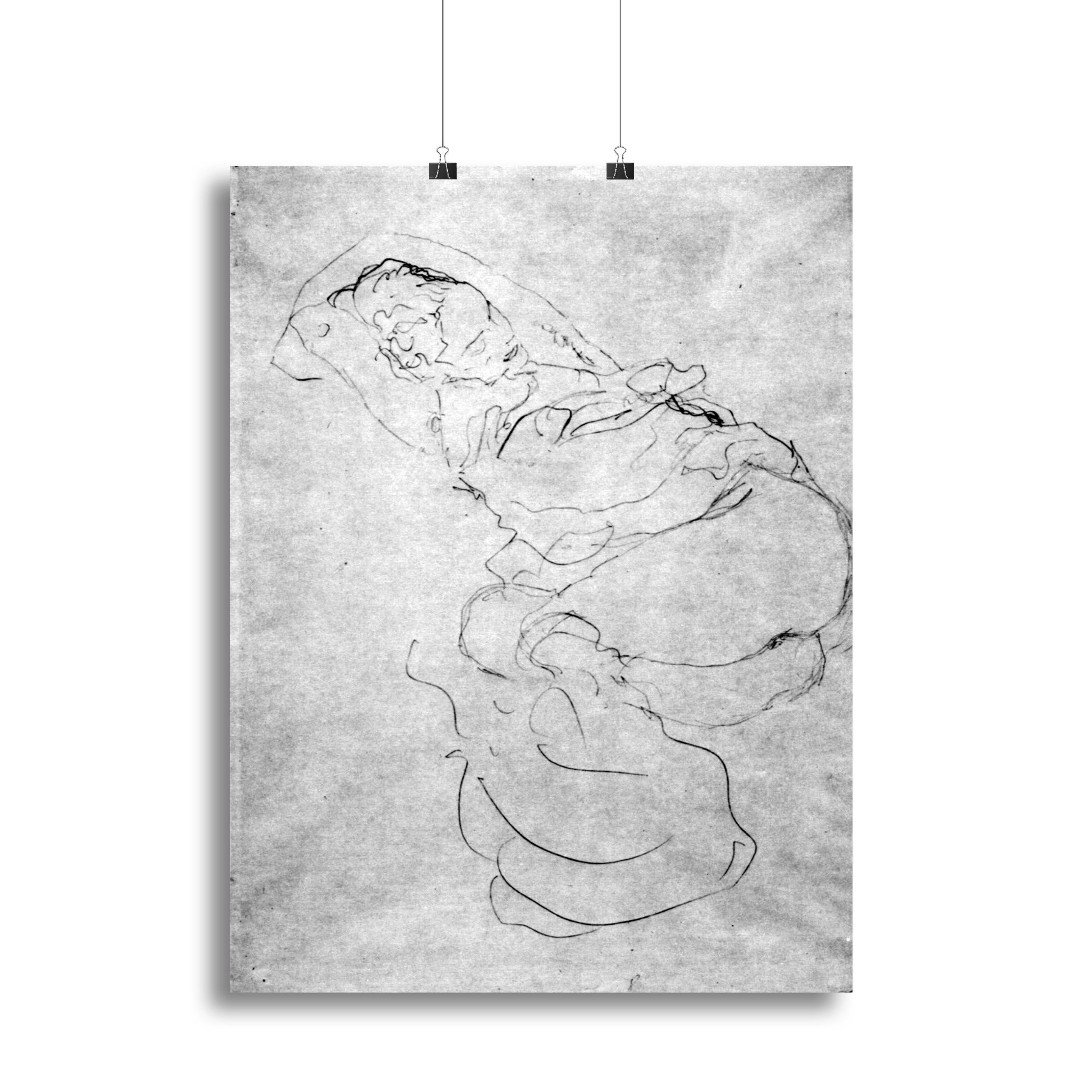 Liegender female over the head with entangled arms by Klimt Canvas Print or Poster - Canvas Art Rocks - 2