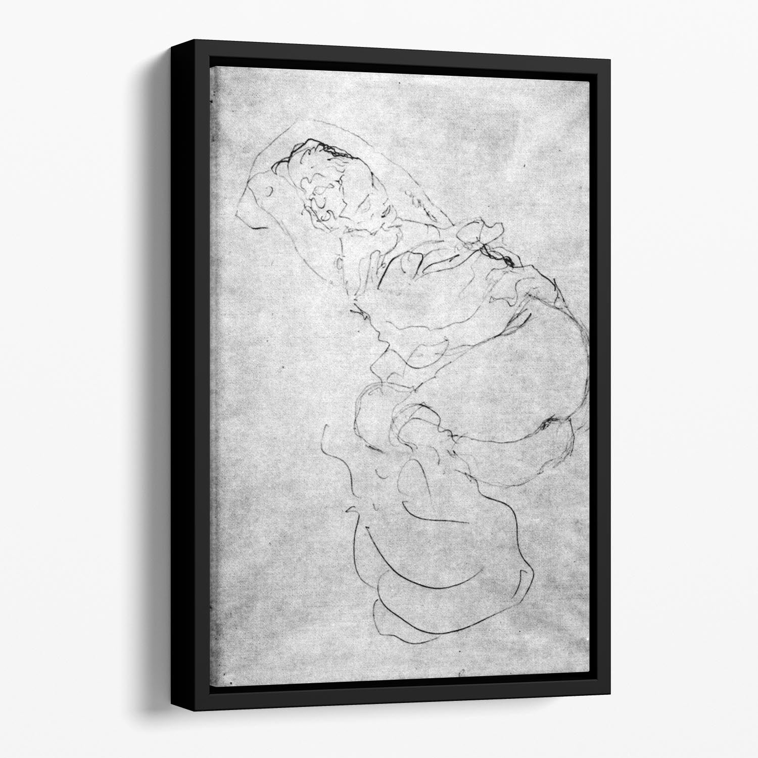Liegender female over the head with entangled arms by Klimt Floating Framed Canvas