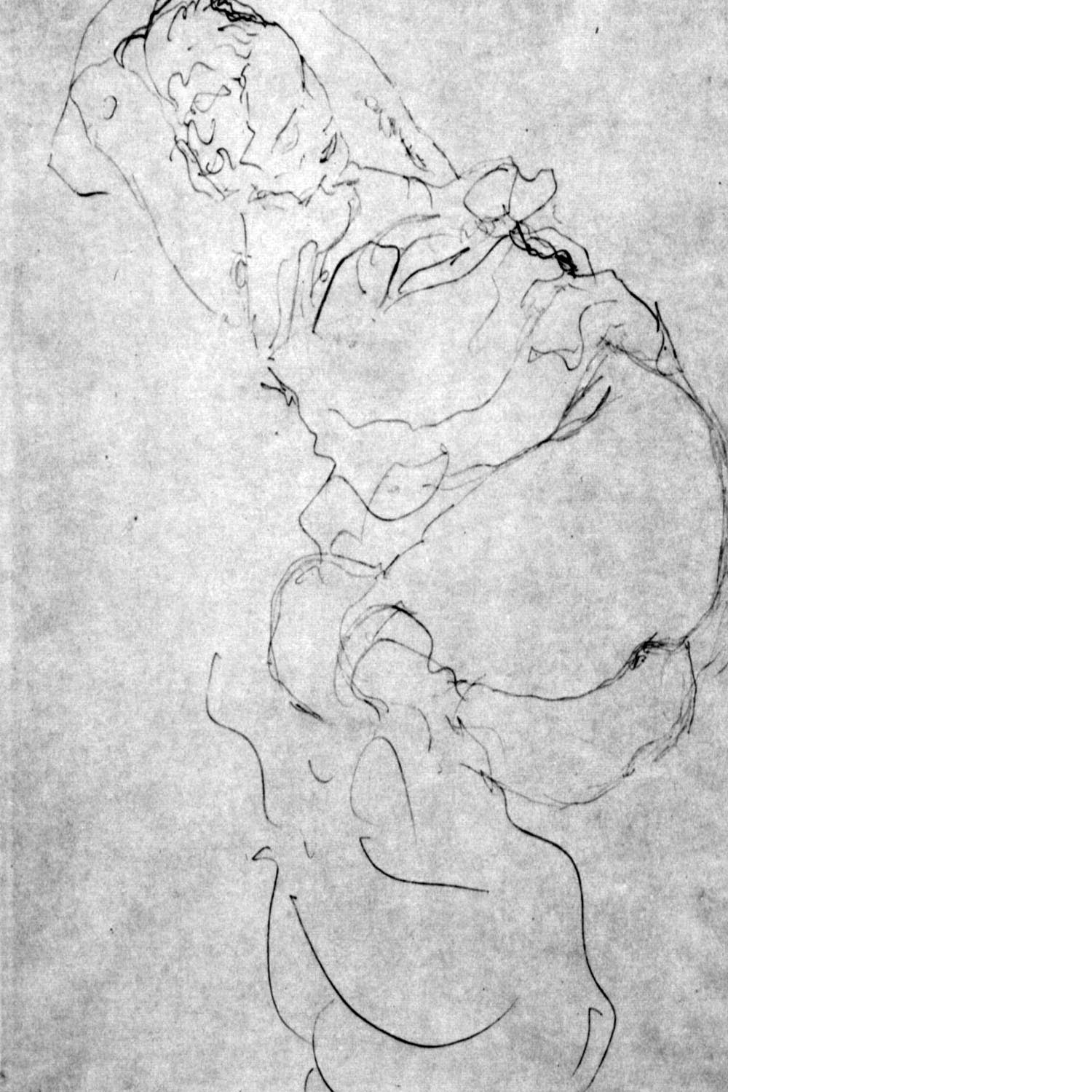 Liegender female over the head with entangled arms by Klimt Floating Framed Canvas