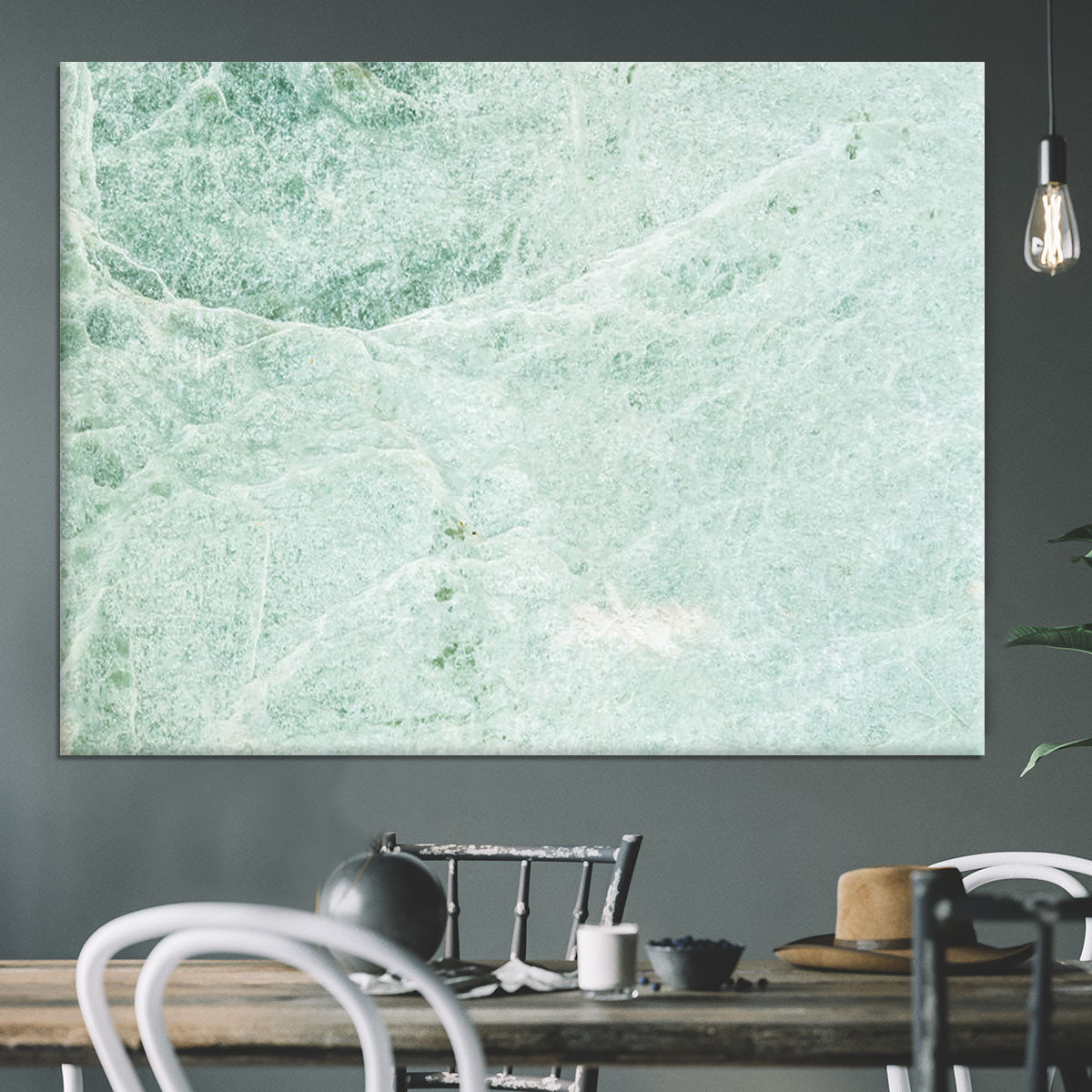Light Green Cracked Marble Canvas Print or Poster - Canvas Art Rocks - 3
