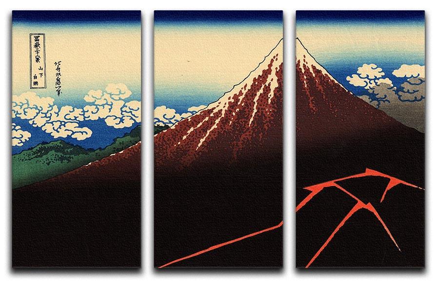 Lightning below the summit by Hokusai 3 Split Panel Canvas Print - Canvas Art Rocks - 1