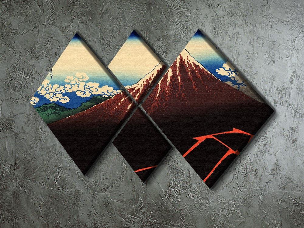 Lightning below the summit by Hokusai 4 Square Multi Panel Canvas - Canvas Art Rocks - 2