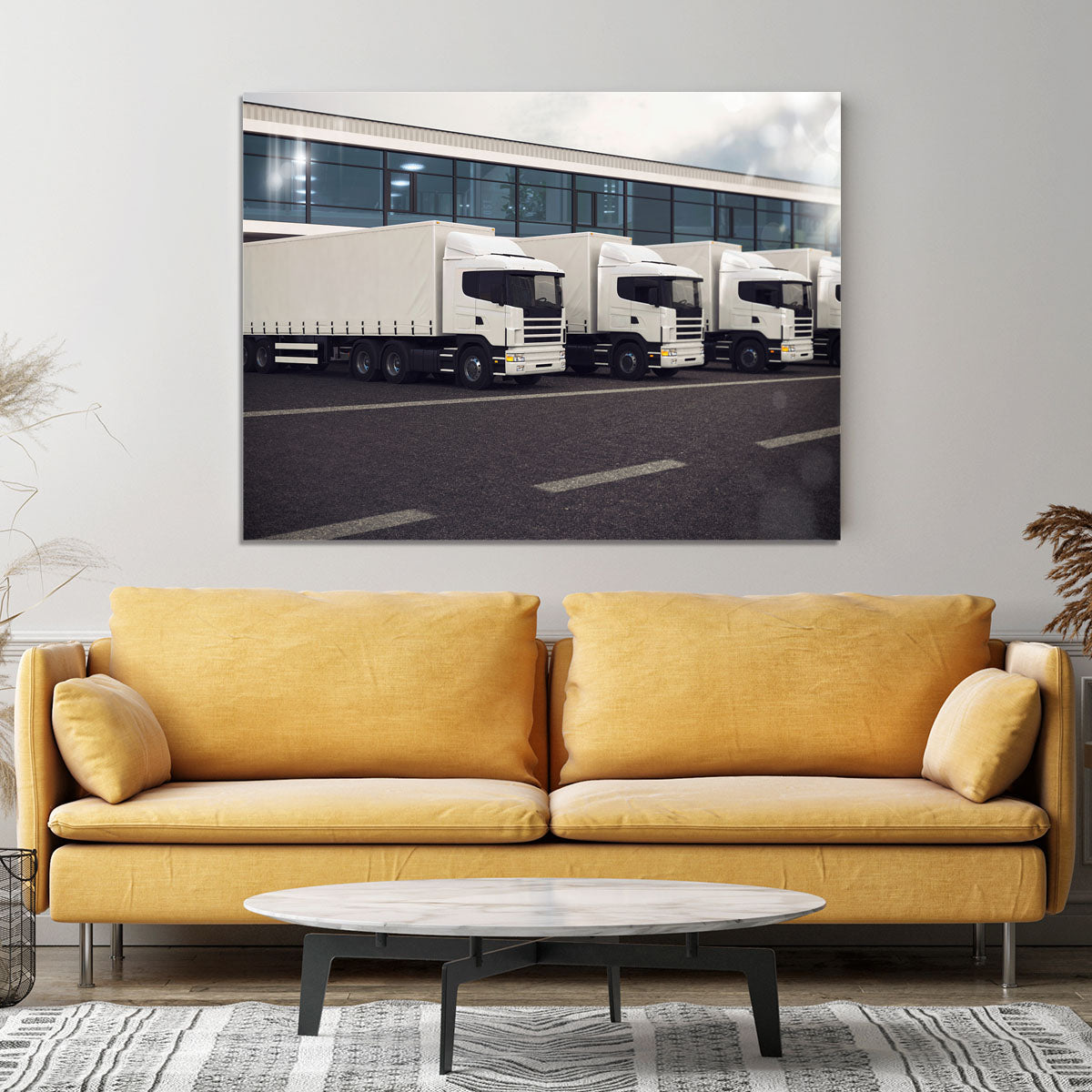 Line of white lorries Canvas Print or Poster - Canvas Art Rocks - 4
