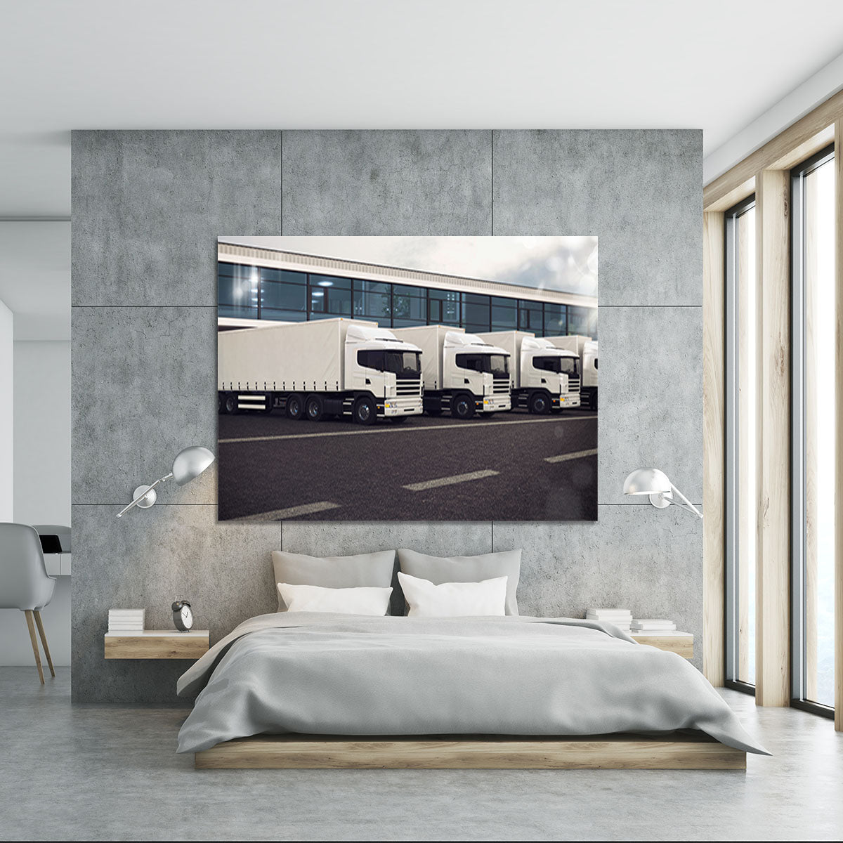 Line of white lorries Canvas Print or Poster - Canvas Art Rocks - 5