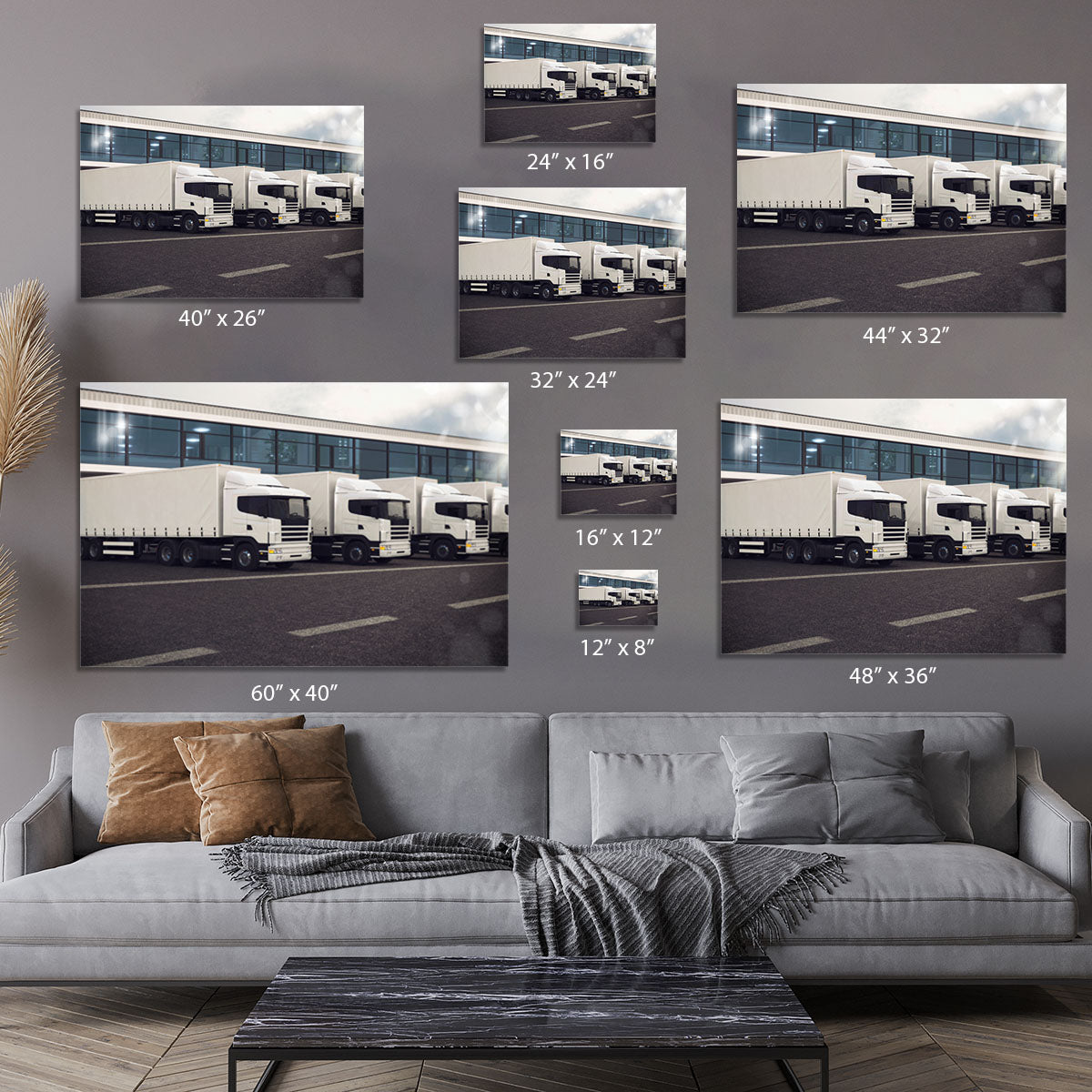 Line of white lorries Canvas Print or Poster - Canvas Art Rocks - 7