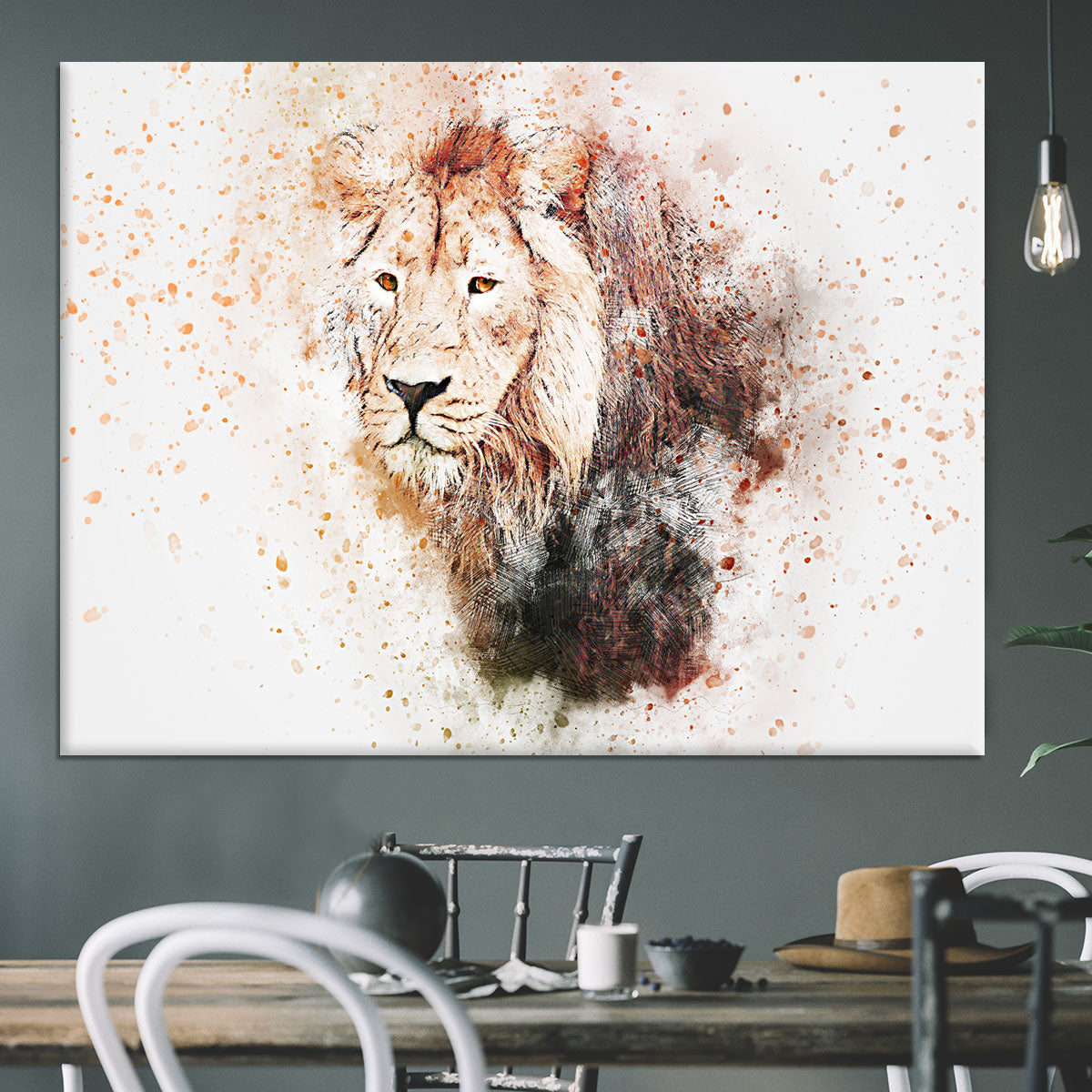 Lion Splatter Canvas Print or Poster - Canvas Art Rocks - 3