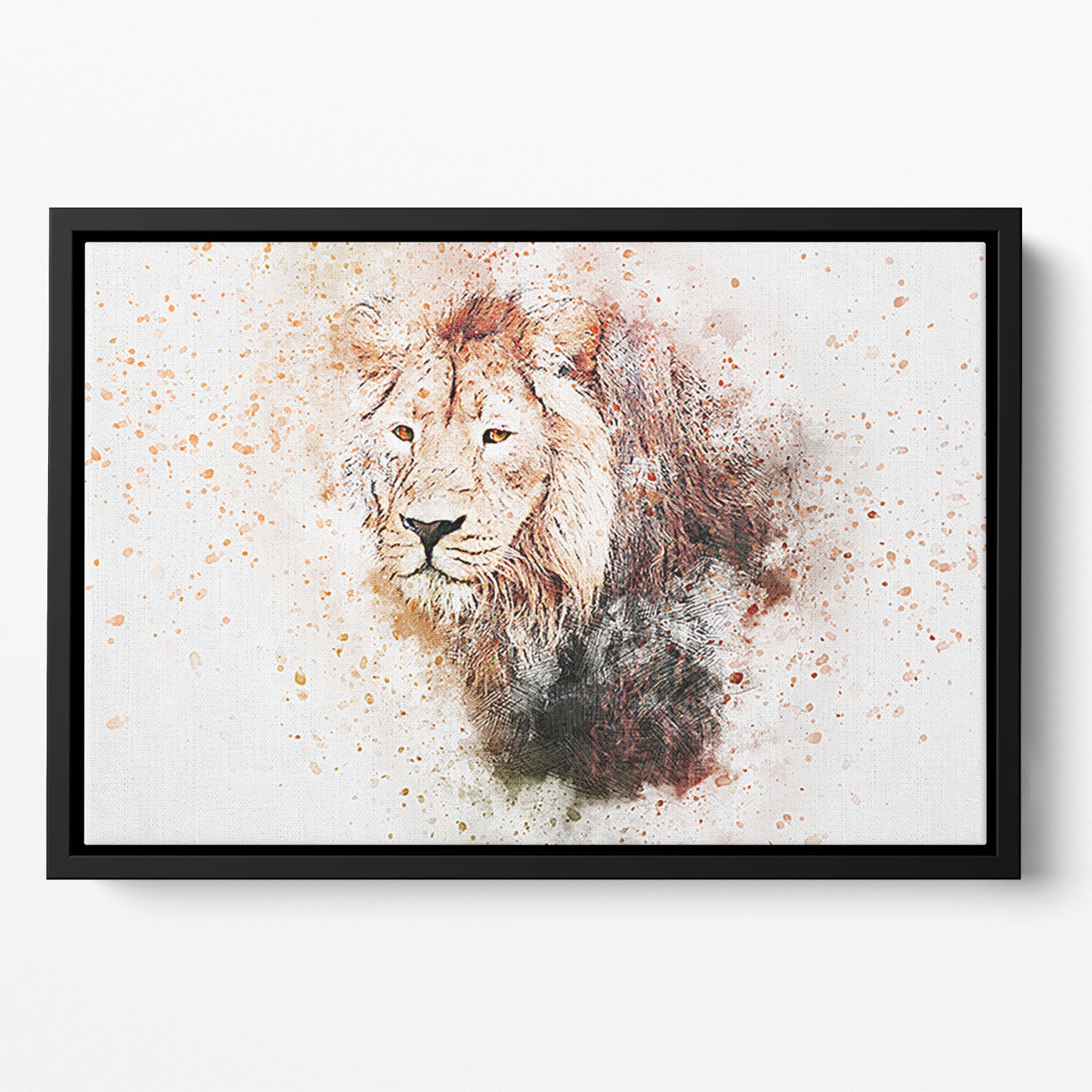 Lion Splatter Floating Framed Canvas