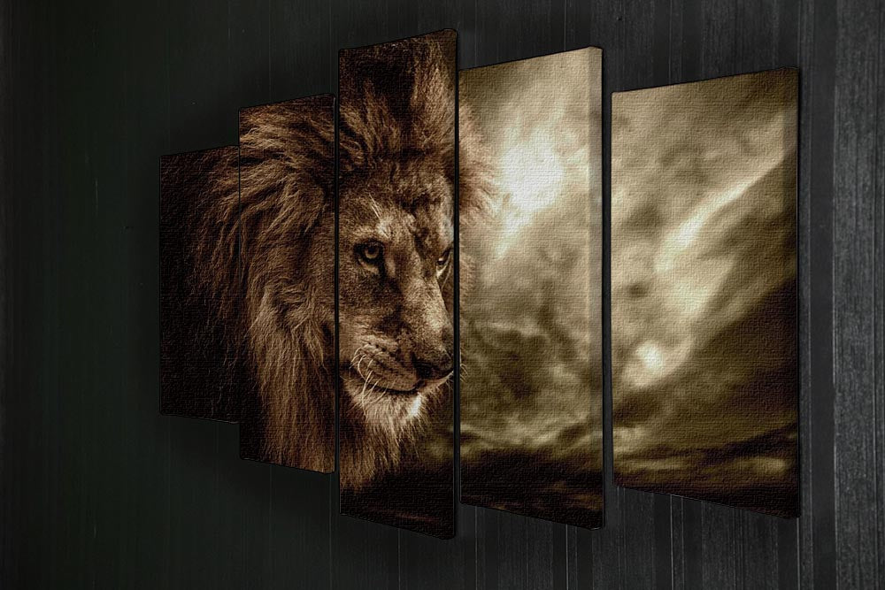 Lion against stormy sky 5 Split Panel Canvas - Canvas Art Rocks - 2