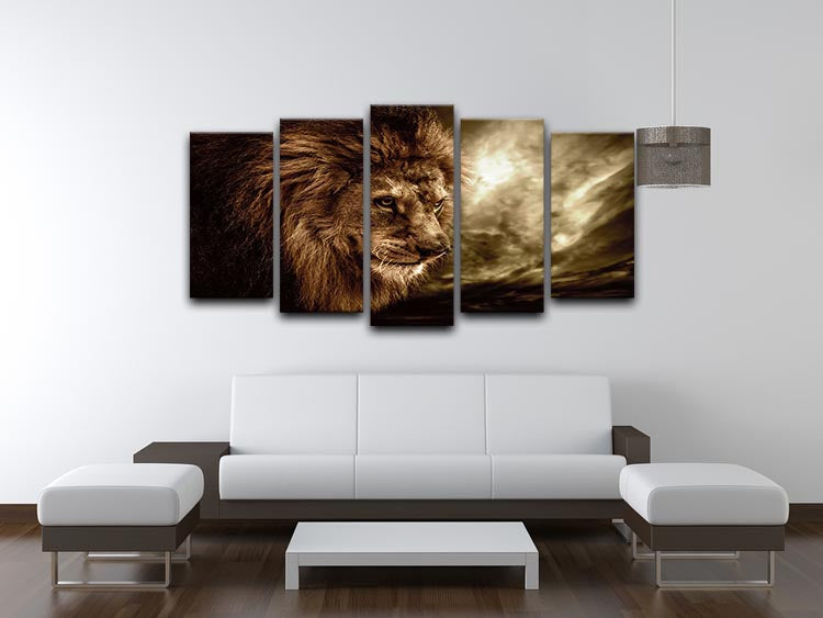 Lion against stormy sky 5 Split Panel Canvas - Canvas Art Rocks - 3
