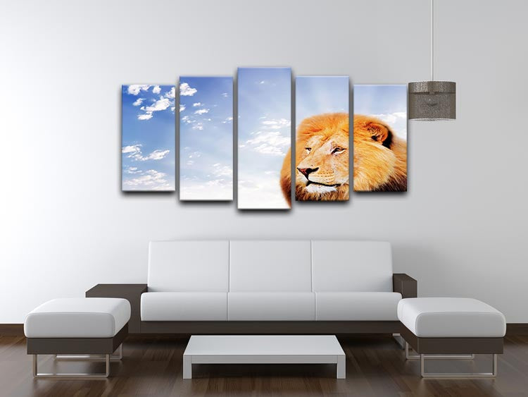 Lion on a sky background 5 Split Panel Canvas - Canvas Art Rocks - 3