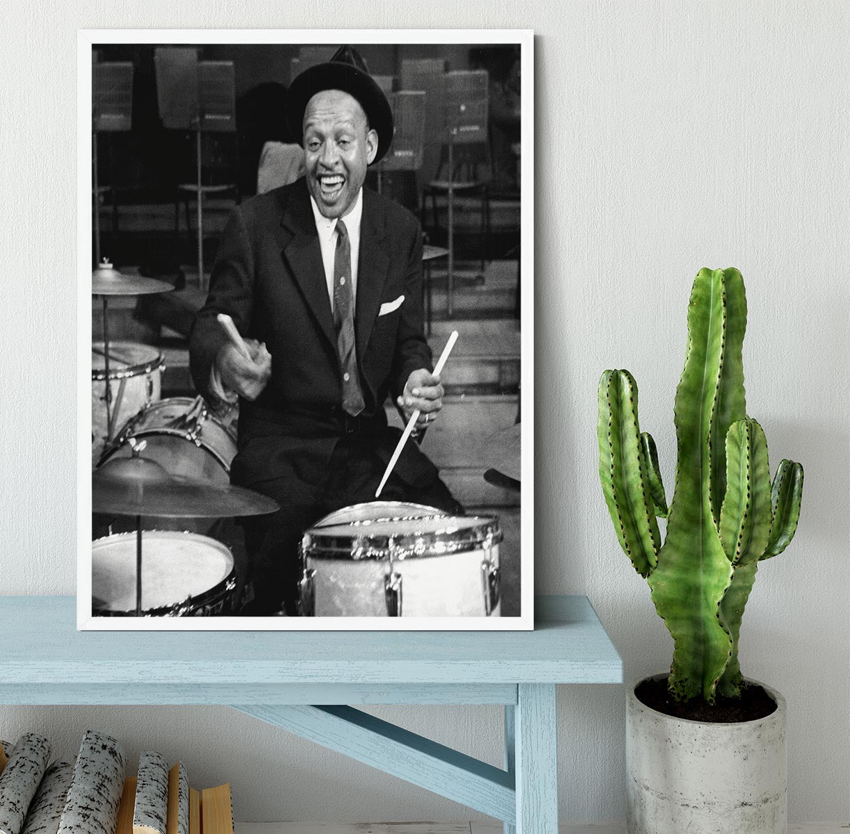 Lionel Hampton on the drums Framed Print - Canvas Art Rocks -6