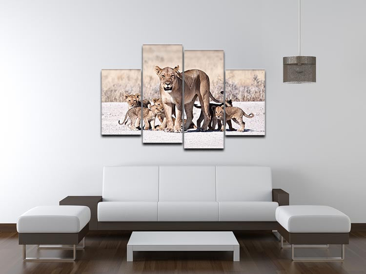 Lioness and cubs 4 Split Panel Canvas - Canvas Art Rocks - 3