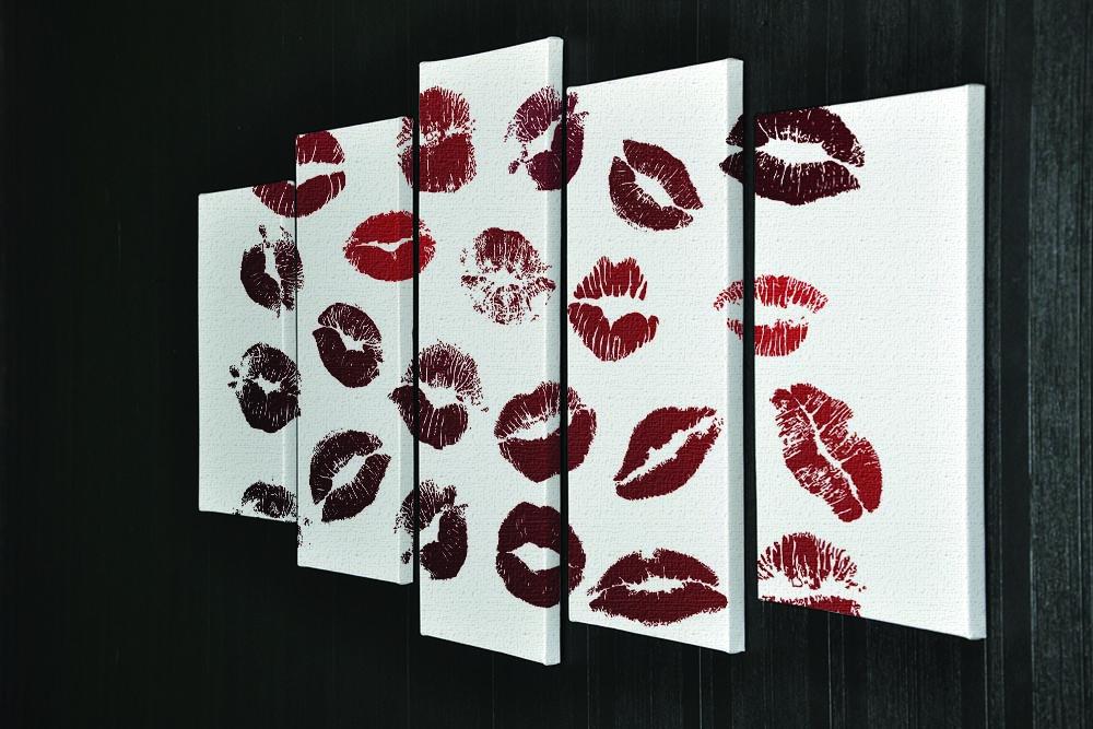 Lipstick Kisses 5 Split Panel Canvas - Canvas Art Rocks - 2
