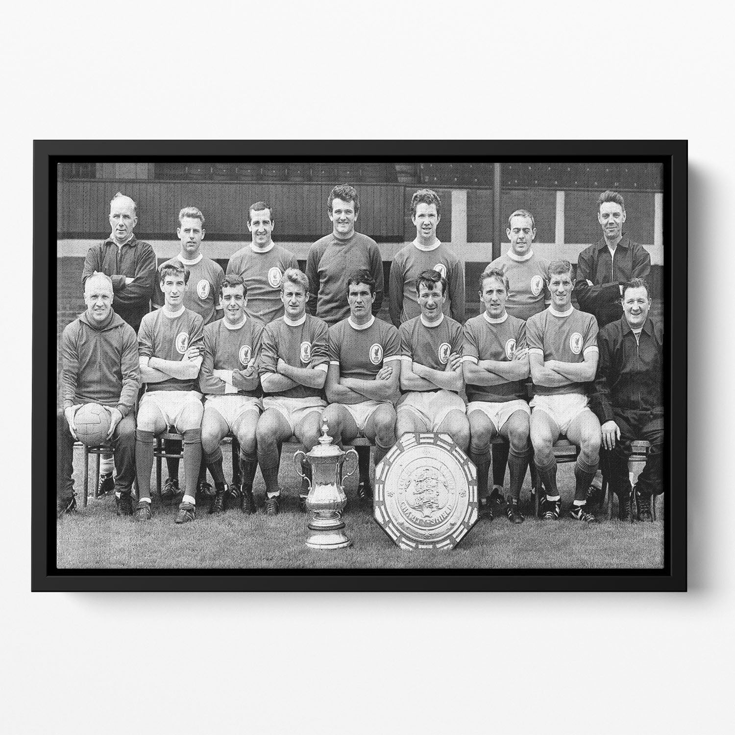 Liverpool Football Club With The FA Cup And The Charity Shield 1965 Floating Framed Canvas - Canvas Art Rocks - 2
