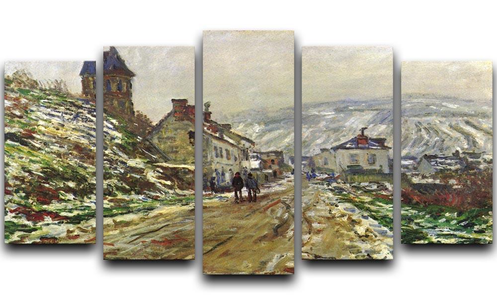 Local entrance of Vetheuil in the winter by Monet 5 Split Panel Canvas  - Canvas Art Rocks - 1