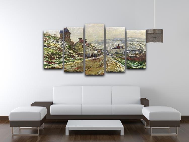 Local entrance of Vetheuil in the winter by Monet 5 Split Panel Canvas - Canvas Art Rocks - 3