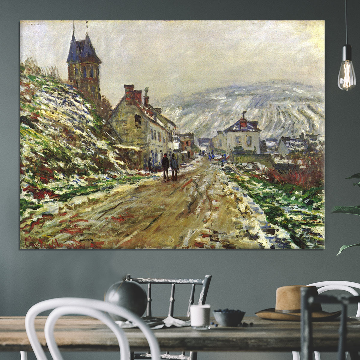 Local entrance of Vetheuil in the winter by Monet Canvas Print or Poster - Canvas Art Rocks - 3
