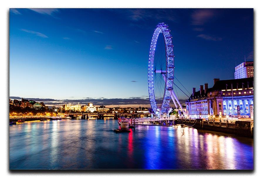 London Eye and London Cityscape in the Night Canvas Print or Poster  - Canvas Art Rocks - 1