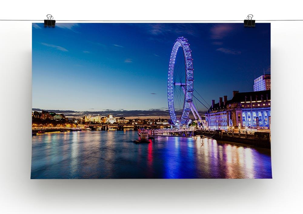 London Eye and London Cityscape in the Night Canvas Print or Poster - Canvas Art Rocks - 2
