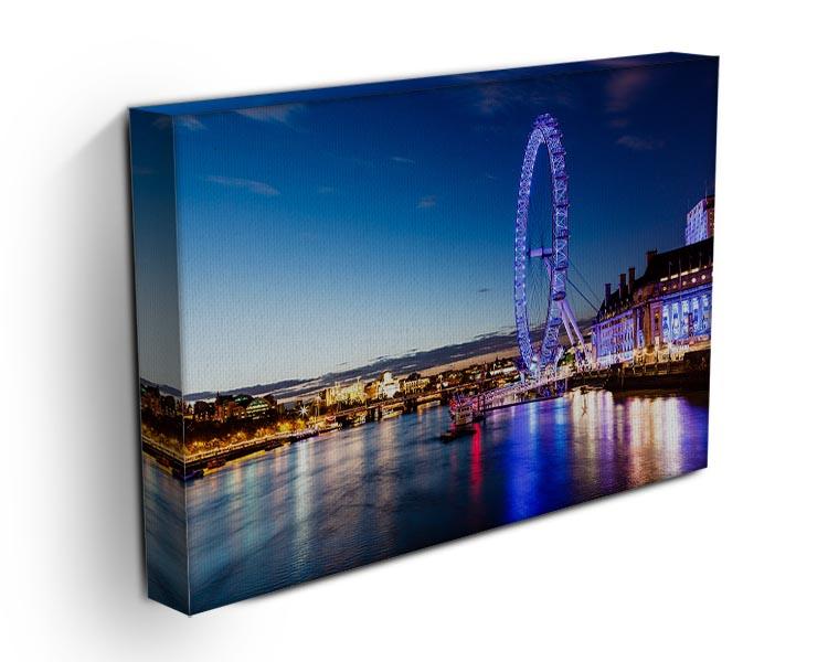 London Eye and London Cityscape in the Night Canvas Print or Poster - Canvas Art Rocks - 3