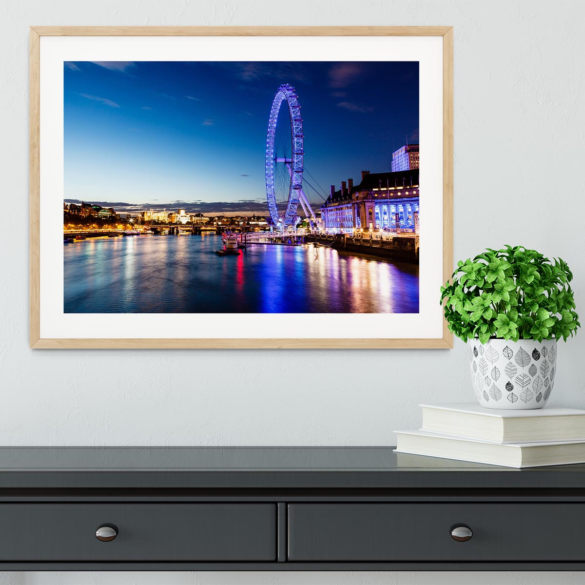 London Eye and London Cityscape in the Night Framed Print - Canvas Art Rocks - 3