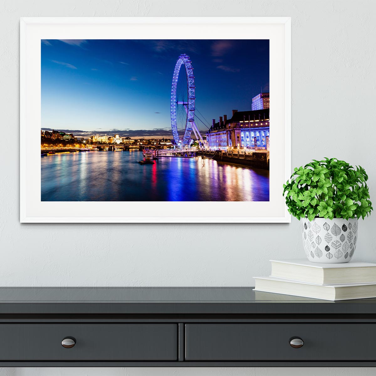 London Eye and London Cityscape in the Night Framed Print - Canvas Art Rocks - 5