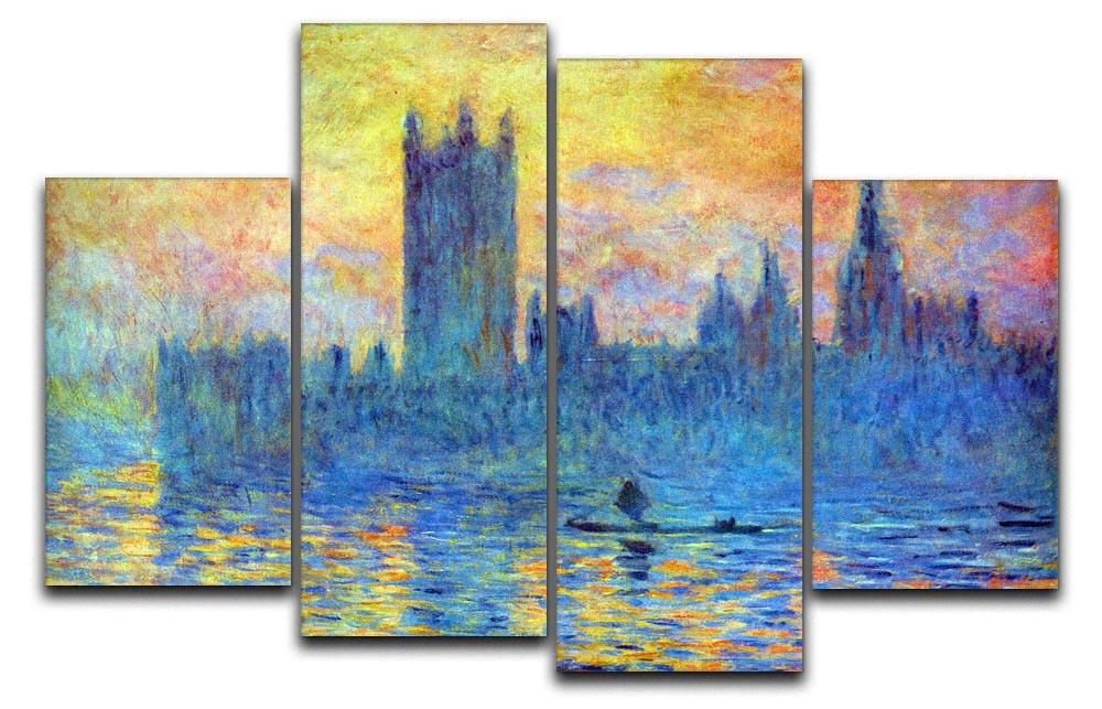 London Parliament in Winter by Monet 4 Split Panel Canvas  - Canvas Art Rocks - 1