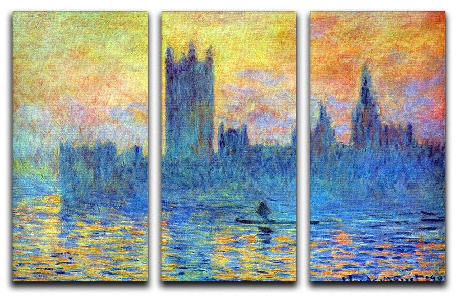 London Parliament in Winter by Monet Split Panel Canvas Print - Canvas Art Rocks - 4