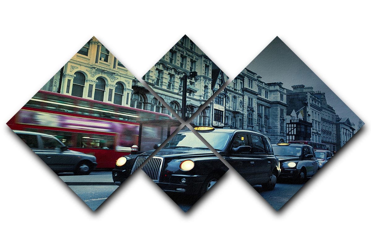 London Street Taxis 4 Square Multi Panel Canvas  - Canvas Art Rocks - 1