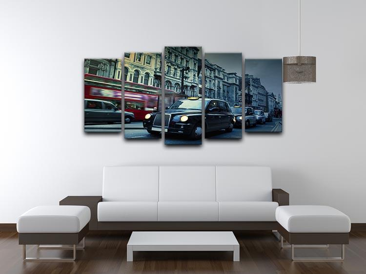 London Street Taxis 5 Split Panel Canvas  - Canvas Art Rocks - 3