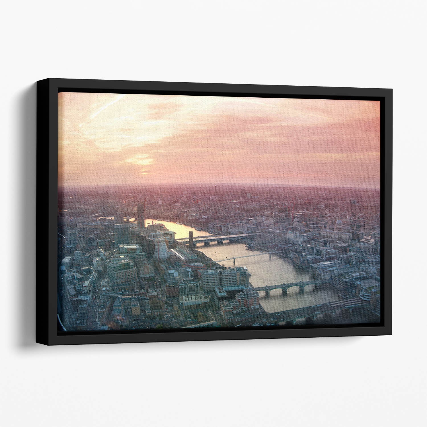 London business and financial aria view Floating Framed Canvas