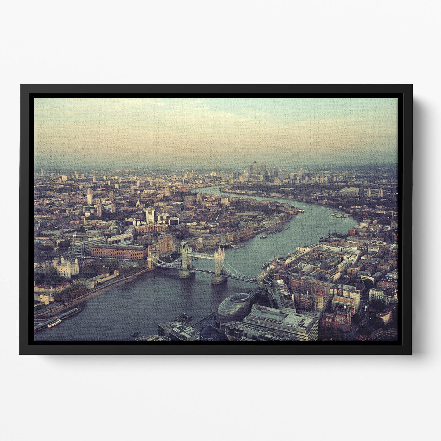 London rooftop view panorama at sunset Floating Framed Canvas