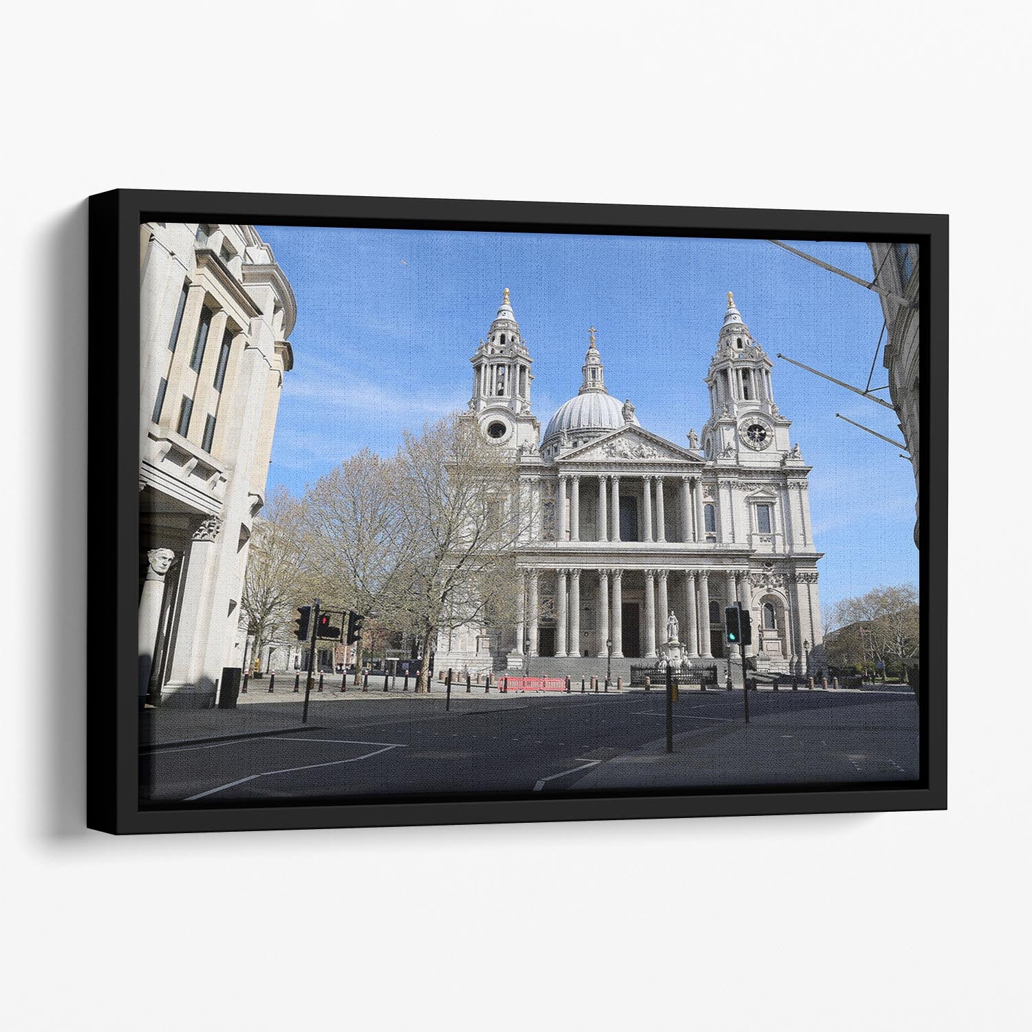 London under Lockdown 2020 St Pauls Cathedral Floating Framed Canvas - Canvas Art Rocks - 1