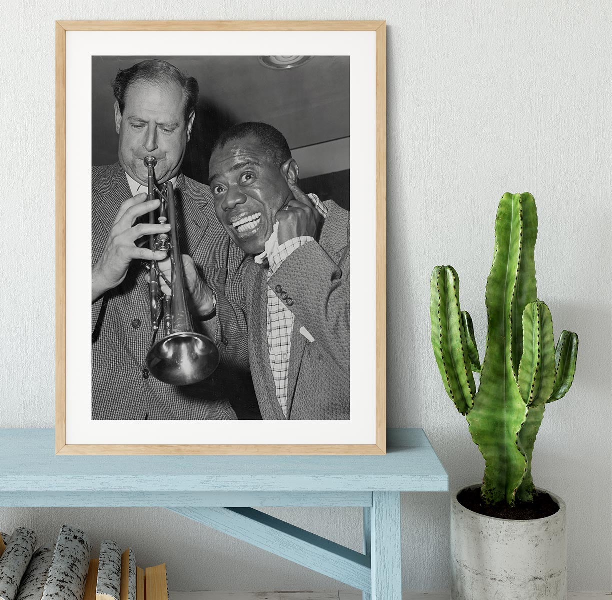 Louis Armstrong listens Framed Print - Canvas Art Rocks - 3