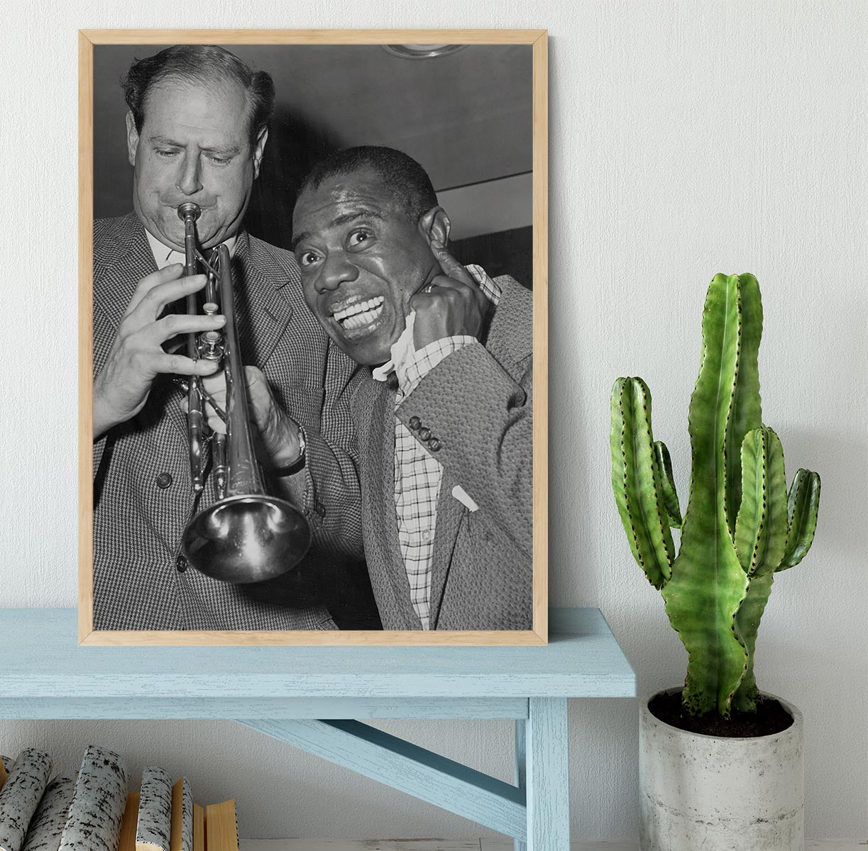 Louis Armstrong listens Framed Print - Canvas Art Rocks - 4