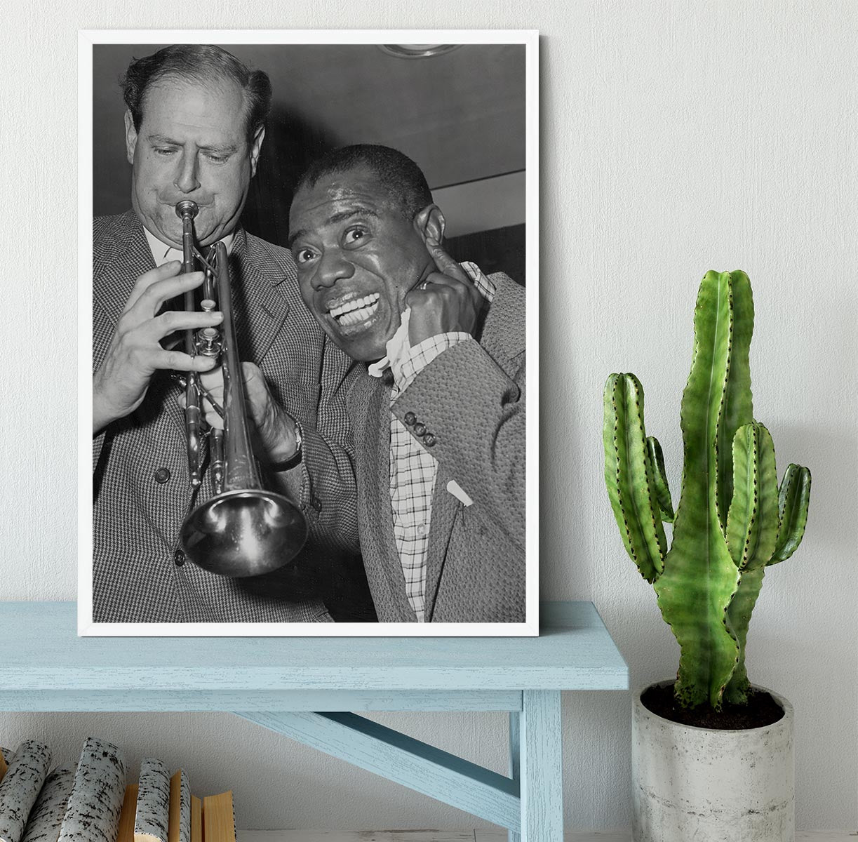 Louis Armstrong listens Framed Print - Canvas Art Rocks -6