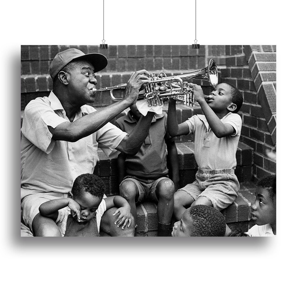 Louis Armstrong with kids Canvas Print or Poster - Canvas Art Rocks - 2