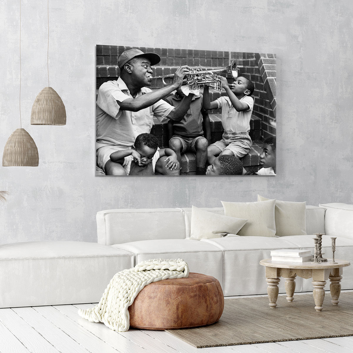 Louis Armstrong with kids Canvas Print or Poster - Canvas Art Rocks - 6